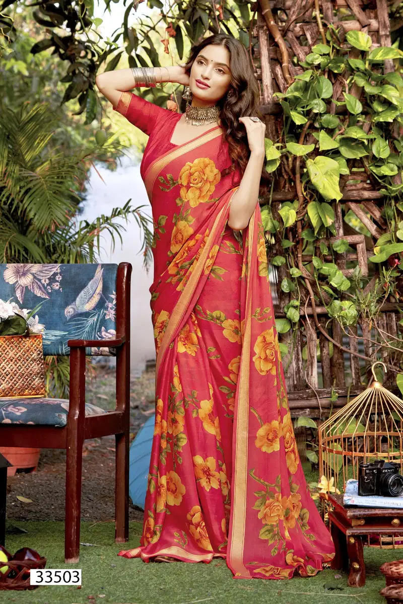 Shridha Vol 7 By Vallabhi Moss Georgette Printed Saree Exporters In India